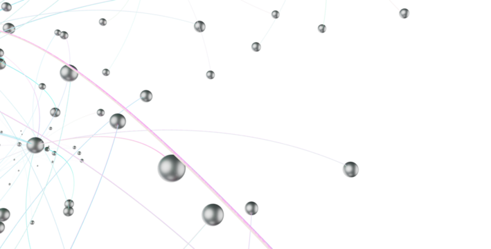 Multi color connected lines and dots network 3d illustration
