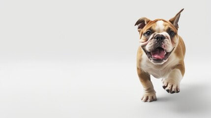 Playful Bulldog Puppy Running Towards The Camera