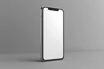 A white blank mobile phone mockup template, perfect for showcasing app designs, user interfaces, or digital content.
