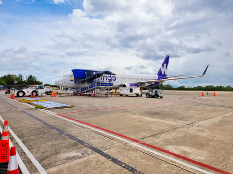 Panama, David, July 24, 2024, Wingo plane stops at David Malek airport