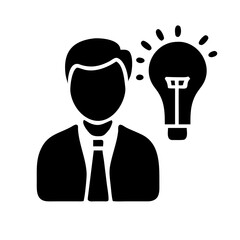 Businessman thinking with a light bulb idea innovation energy success  Pictogram 