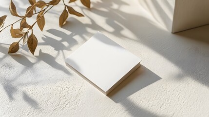 Minimalist white business card mockup placed on a clean, neutral surface with soft lighting