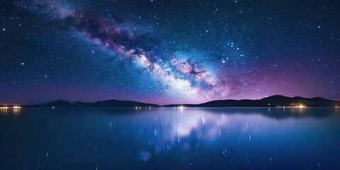 Milky Way Galaxy Reflected in Still Water.