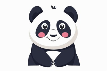Fototapeta premium cartoon panda, flat color illustration, solid white background