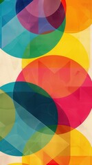 Obraz premium Brightly colored circles overlap on a textured background, forming an eye-catching abstract design