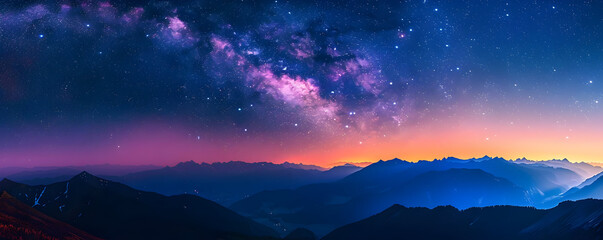 Milky Way Over Mountains Illustration