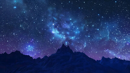 Mountain Landscape Under a Starry Sky Illustration
