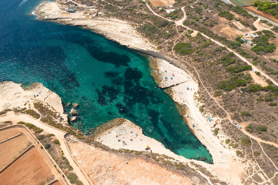Aerial view of Kalanka bay, Delimara point, Marsaxlokk, Malta