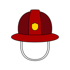 Fototapeta premium A red fireman's hat with a yellow badge on it