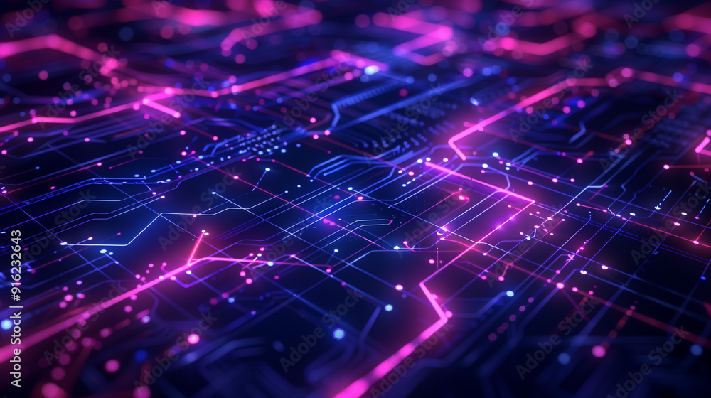 Poster high-tech background featuring a complex grid of glowing lines and nodes, digital tech wallpaper