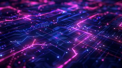 Obraz premium high-tech background featuring a complex grid of glowing lines and nodes, digital tech wallpaper 