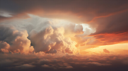 Fototapeta premium Sunset sky with beautiful dramatic clouds version 47