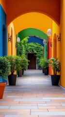 Fototapeta premium Colorful Arched Pathway Leading to Mystery