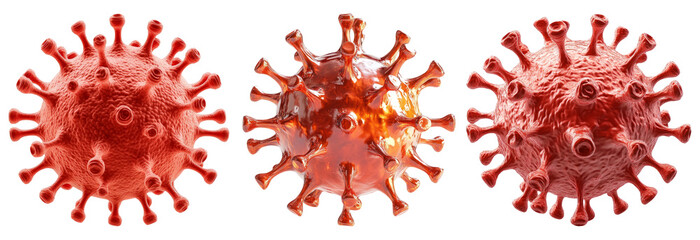 Coronavirus models set isolated on transparent background