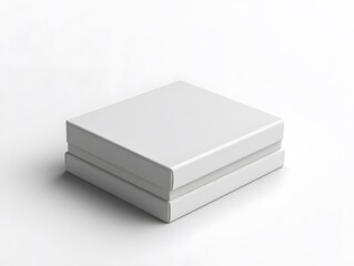 White packaging box mockup shown closed, with a subtle texture and minimalistic design