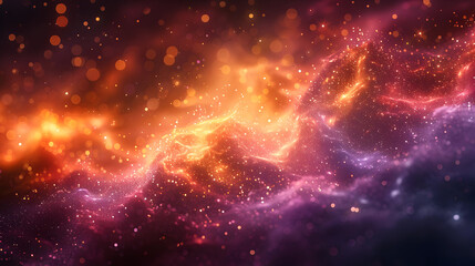 Abstract Background with Orange and Purple Glitter and Bokeh Lights