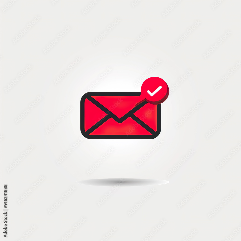 Aufkleber red envelope with a white checkmark notification icon.