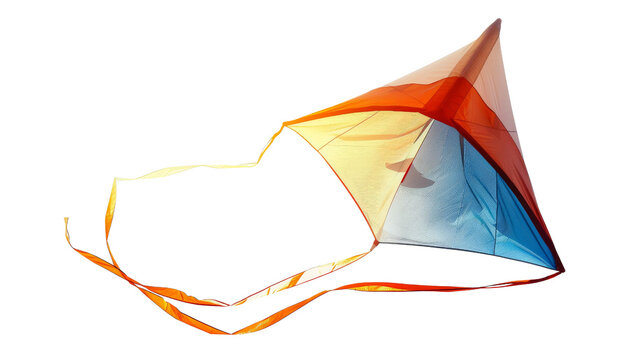 Colorful kite soaring in the sky, isolated on a white background, transparent background.
