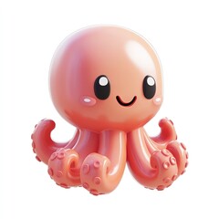 Fototapeta premium Cute Cartoon Octopus with a Smiling Face