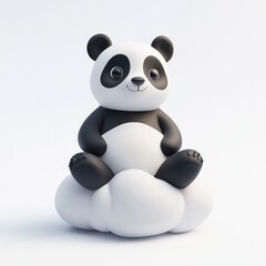 Cute Panda Sitting on Cloud