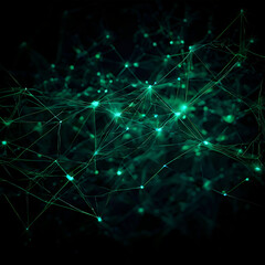 green Abstract Digital Connections with Data and Blockchain Technology. Abstrackt Background and Wallpaper