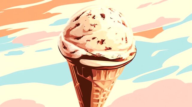 The soft and creamy ice cream, complemented by the gentle steam, adds to the deliciousness of every bite. Seamless looping 4k time-lapse animation video background