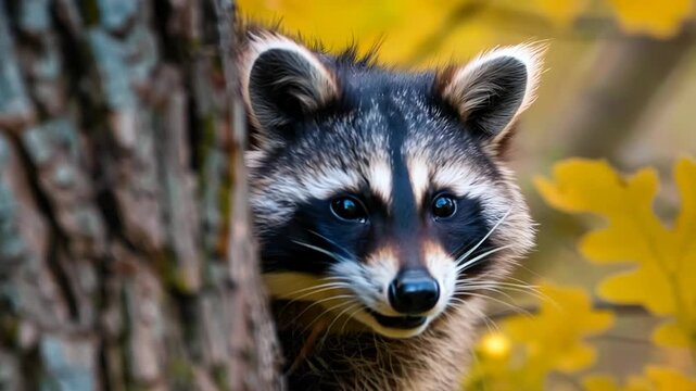 Curious Raccoon Peeking Out
