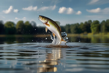 Obraz premium Fishermen catch fish in the morning