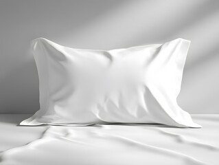 White pillowcase mockup displayed on a plain background, with subtle shadows and simple design