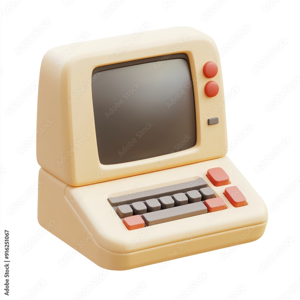 Poster retro computer 3d render