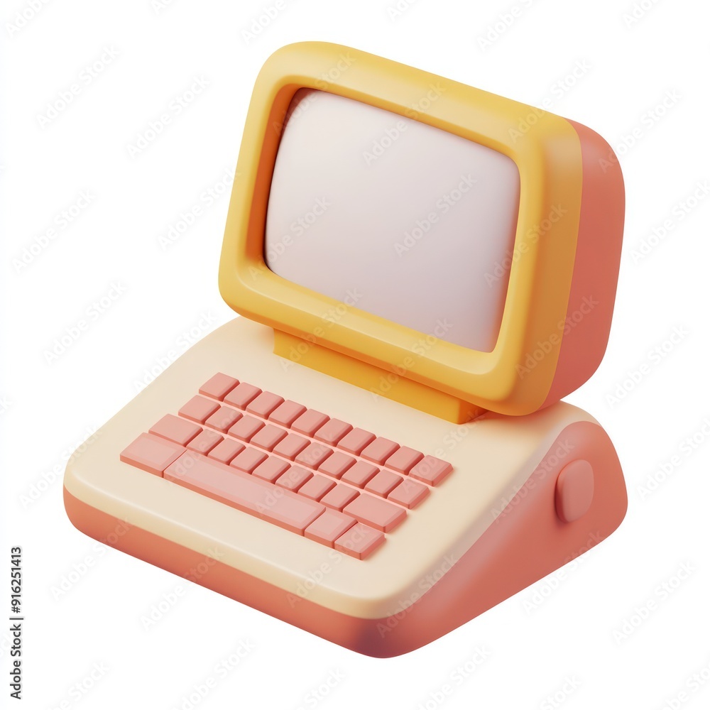 Poster retro 3d rendered computer