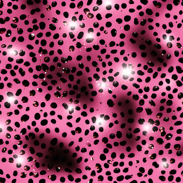 pink leopard print pattern with black dots on pink background