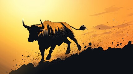 Fototapeta premium Illustrate a crypto bull market surging upwards as a bear market pulls the digital currency downward