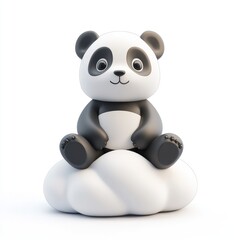 Fototapeta premium Cute Panda Sitting on a Cloud