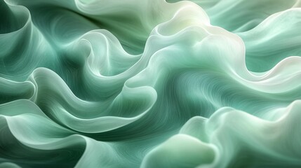 Obraz premium Mint Green and Seafoam Blue Abstract Swirl, Quiet and Serene - Generative AI