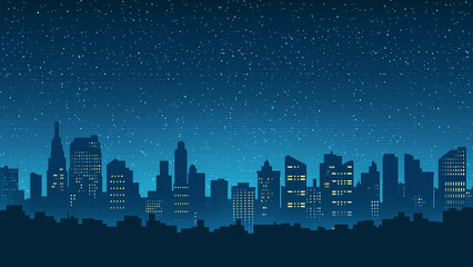 Fototapeta premium Minimalist Night Sky with City Silhouette