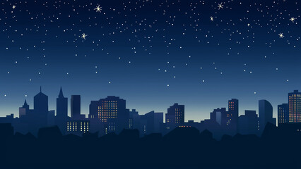 Fototapeta premium Clean Vector Design of Starry Night and City Lights