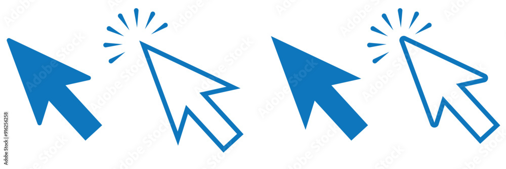 Poster click icon set. pointer arrow icon. cursor icon vector