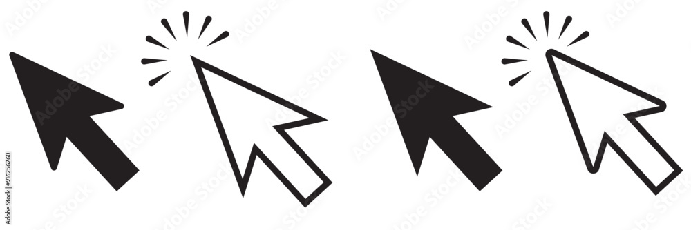 Poster click icon set. pointer arrow icon. cursor icon vector