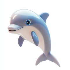 Fototapeta premium Cute Cartoon Dolphin Jumping