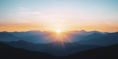 Obraz premium A vibrant sunset casting warm hues over a peaceful mountain range inviting contemplation and spiritual awakening