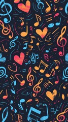 Naklejka premium Colorful Music Notes Seamless Pattern.