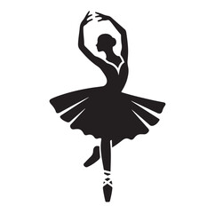 Woman ballerina Silhouettes vector isolated on white background.