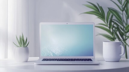 Fototapeta premium Minimalist Workspace with Ocean View