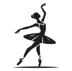 Woman ballerina Silhouettes vector isolated on white background.