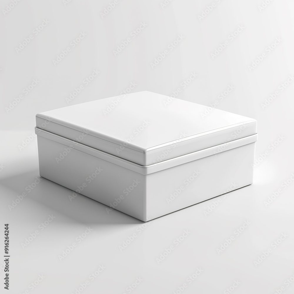 Poster white rectangular box with lid and shadow.