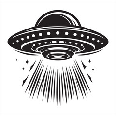 ufo Silhouette of spaceship, aliens vector set silhouette vector