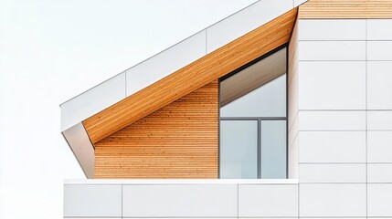 Close-up of a modern house s geometric roof structure against a clear sky, architectural simplicity, modern living concept