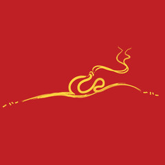 Deer outline brush effect illustration in yellow and red colour combination.