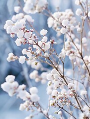 Winter Wonderland: Frosted Branches with Snowy Blossoms